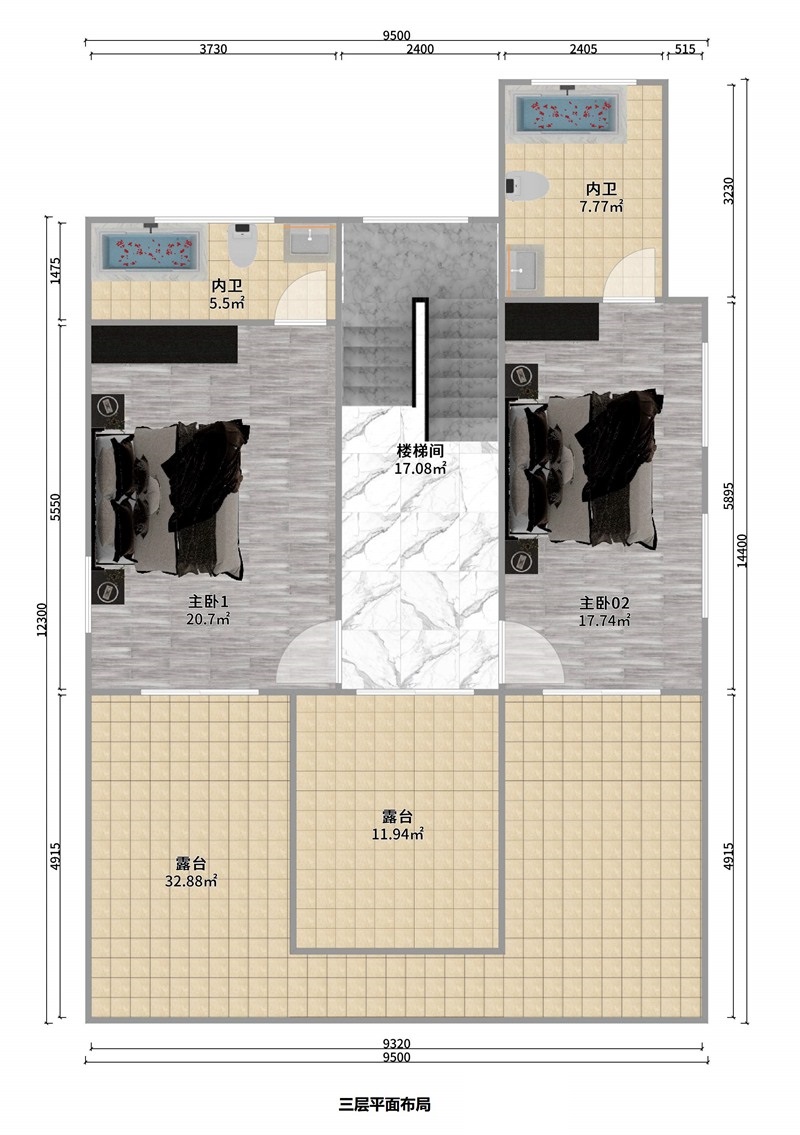三層中式輕鋼別墅戶型+配置表【睿婕版權】(圖4) 睿婕輕鋼別墅