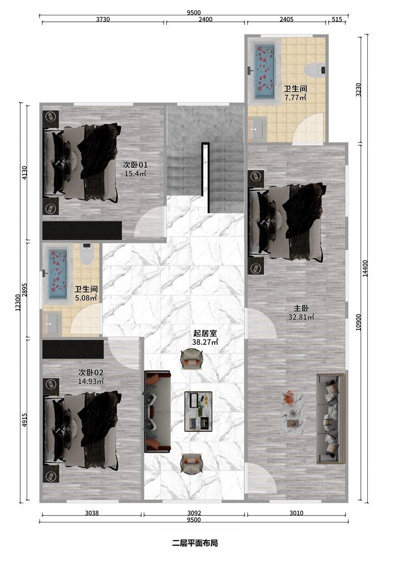 三層中式輕鋼別墅戶型+配置表【睿婕版權】(圖3) 睿婕輕鋼別墅